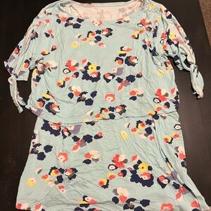 Floral Print Nursing Top with Tie Sleeves